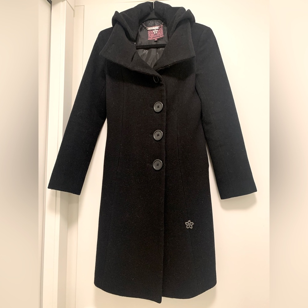 Sakura black wool coat - XXS